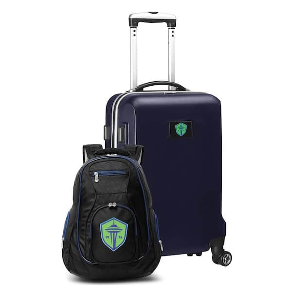 Mojo Seattle Sounders FC 21 in. Deluex 2-Piece Backpack and Carry-on Set- Navy