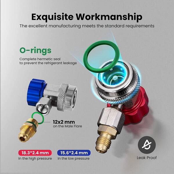 thumbnail image 2 of R134a Quick Coupler Adapter Set High/Low Side AC HVAC Conversion Kit 2 of 6