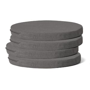 FadingFree (Set of 4) 16 in. Round Outdoor Patio Circle Dining Chair Seat Cushions in Grey
