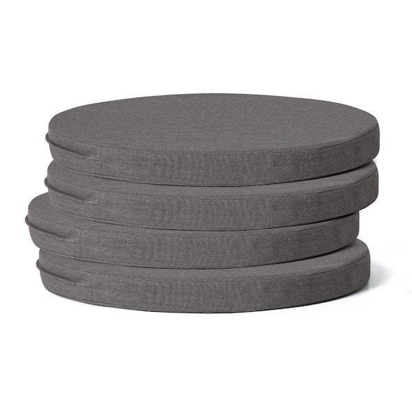 WESTIN OUTDOOR FadingFree (Set of 4) 16 in. Round Outdoor Patio Circle Dining Chair Seat Cushions in Grey