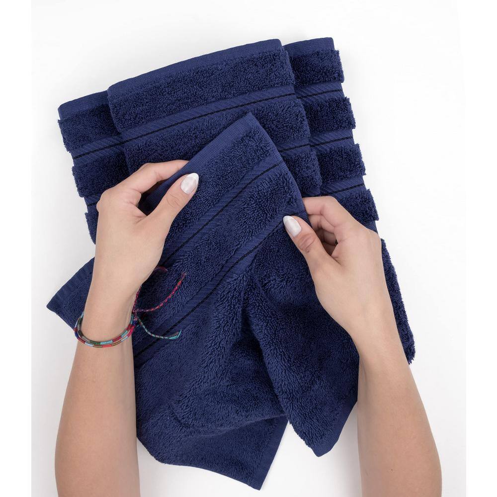 Navy Blue Turkish Cotton 6-Piece Towel Set