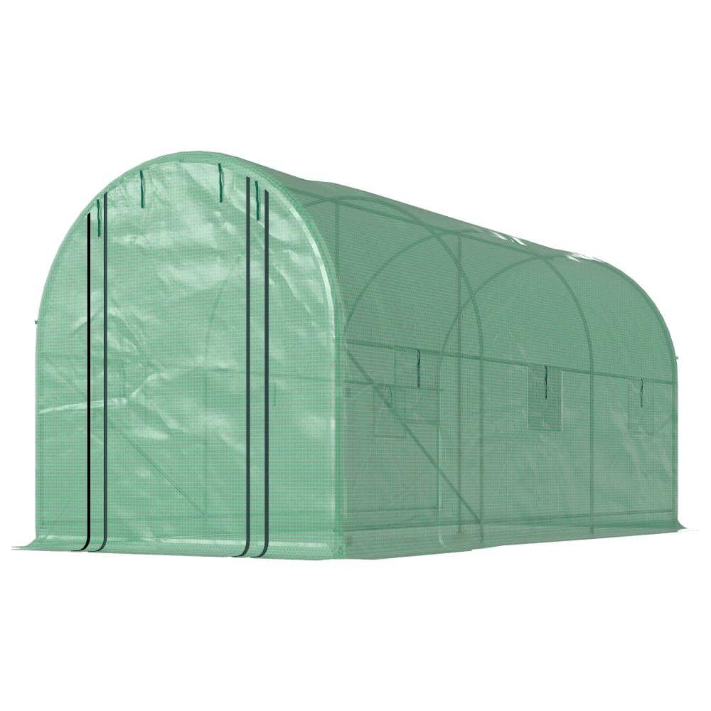 15 ft. W x 7 ft. D Outdoor Walk-in Tunnel Greenhouse with 2 Support Rods, Green, Steel price history on PriceWatchPro