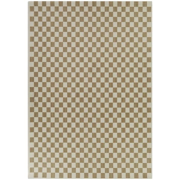 Rupert Tan 5 ft. x 7 ft.  Checkered Indoor/Outdoor Area Rug