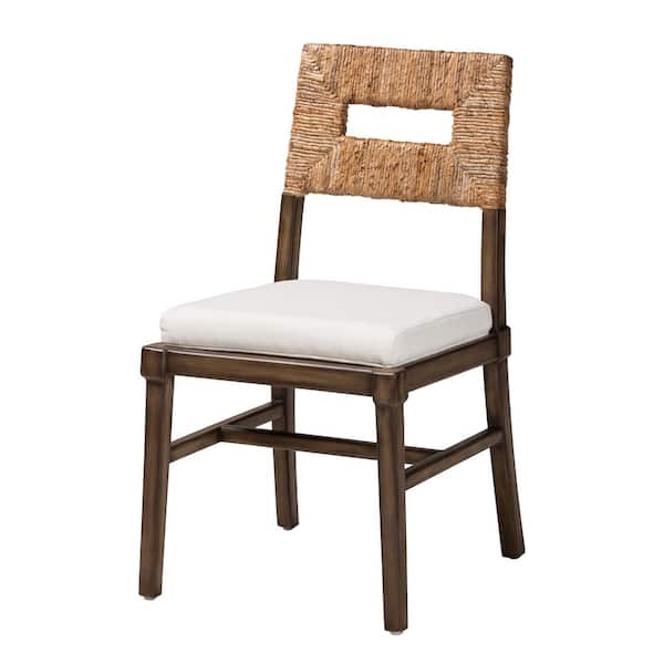 bali & pari Porsha Natural Seagrass and Dark Brown Wood Dining Chair