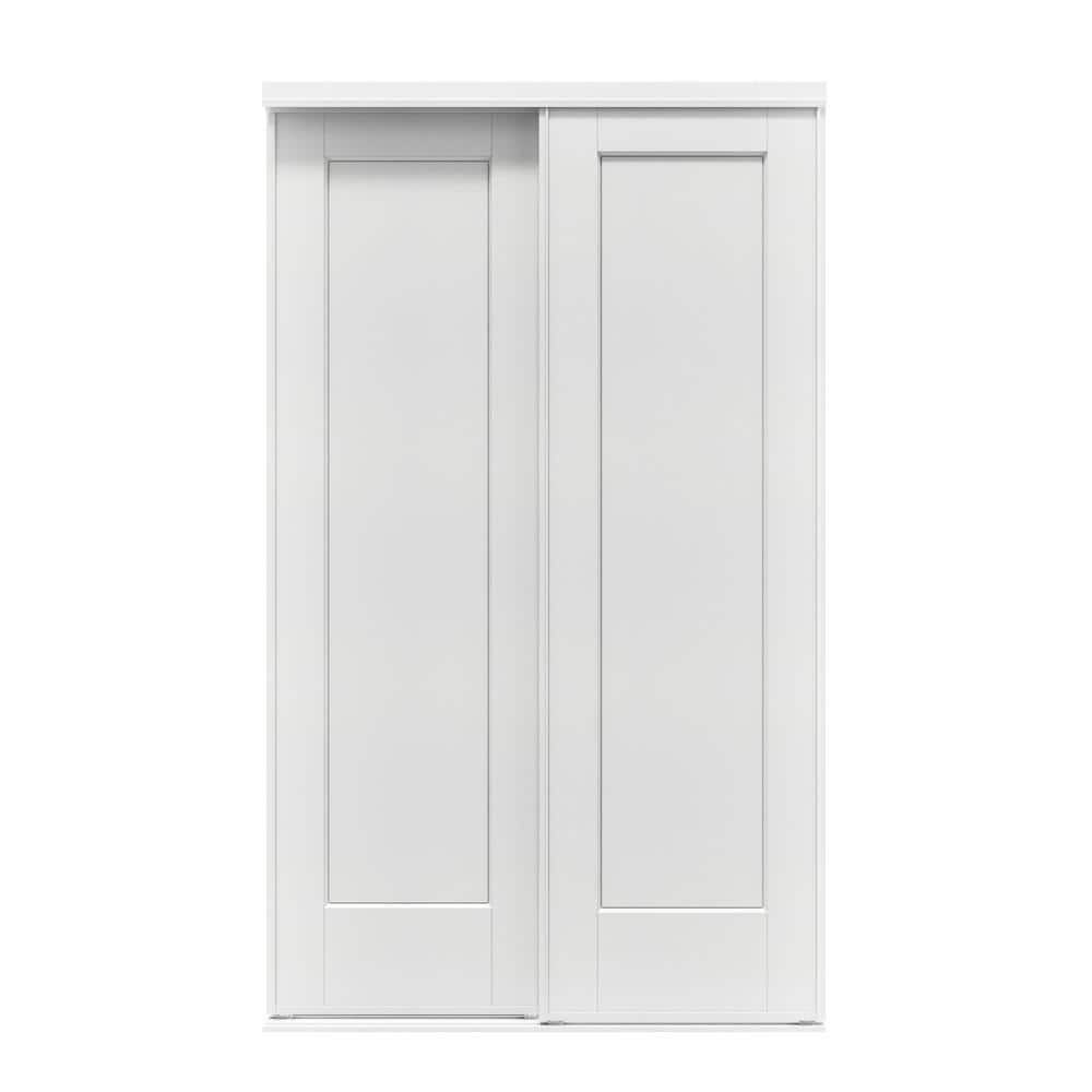 48 in. x 81 in. Beaufort White Prefinished Hardboard Panels Steel Framed Interior Sliding Closet Door -  Contractors Wardrobe, BEA-4881WHENC2U