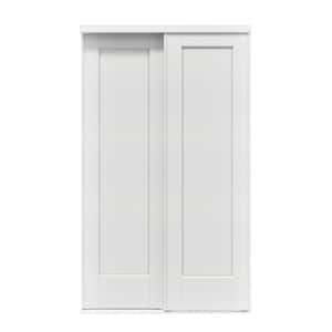 48 in. x 81 in. Beaufort White Prefinished Hardboard Panels Steel Framed Interior Sliding Closet Door