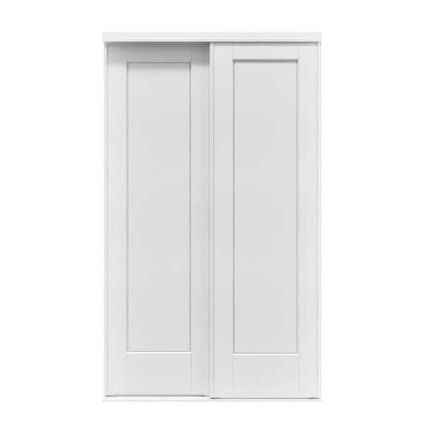 Contractors Wardrobe 60 in. x 81 in. Beaufort White Prefinished Hardboard Panels Steel Framed Interior Sliding Closet Door