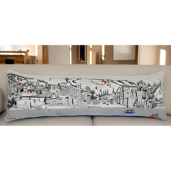 Cream Solid Polyester 14 in. x 46 in. Throw Pillow