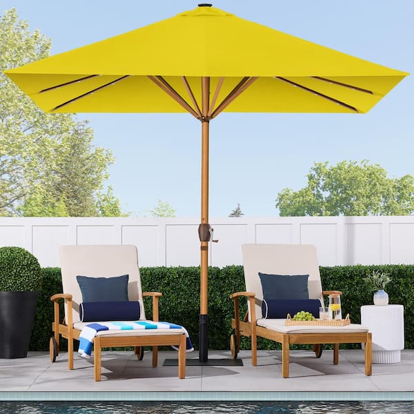 best choice products 9ft steel half patio umbrella Best Choice Products 9ft Deep Square Solar LED Lighted Patio Umbrella w/ Faux Wood Texture, UV-Resistant