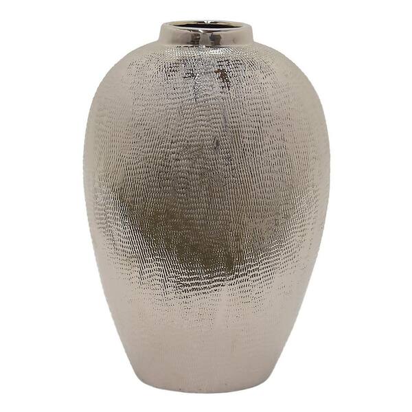 THREE HANDS Silver Ceramic Decorative Vase