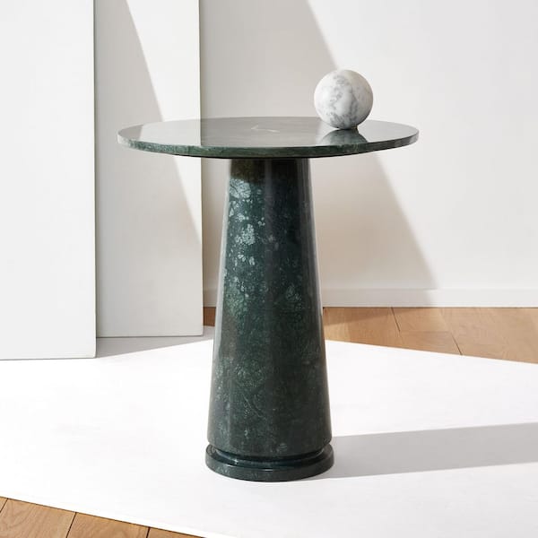 Valentia 20.5 in. Green Round Marble End Table