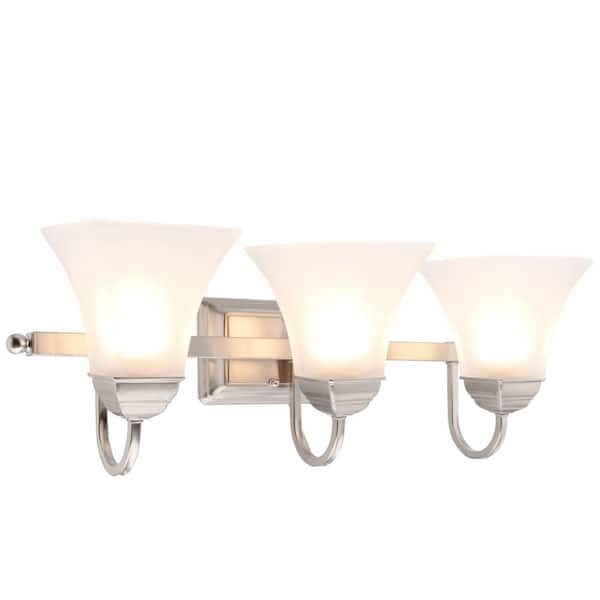 Hampton Bay 3-Light 120-Watt Brushed Nickel Integrated LED Bath Vanity Light 