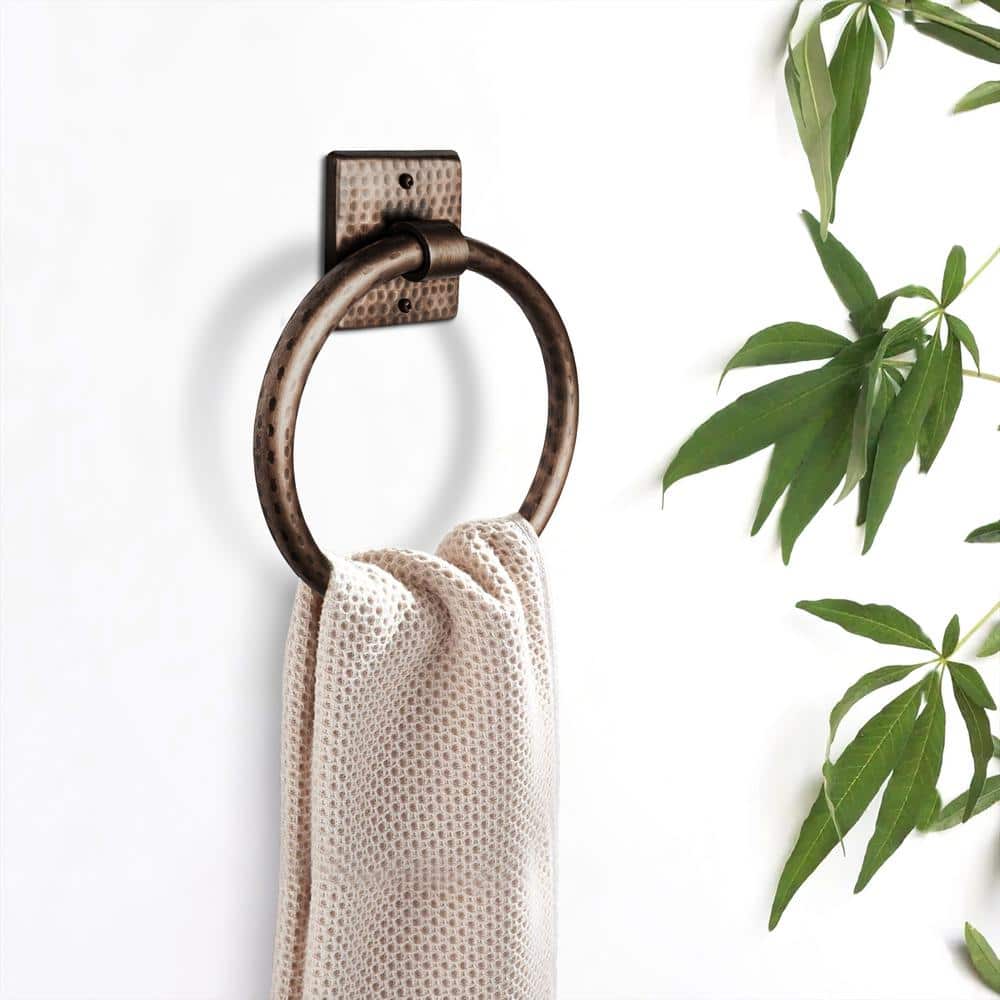 Antique Copper Hand Hammered Wall Mounted Towel Ring
