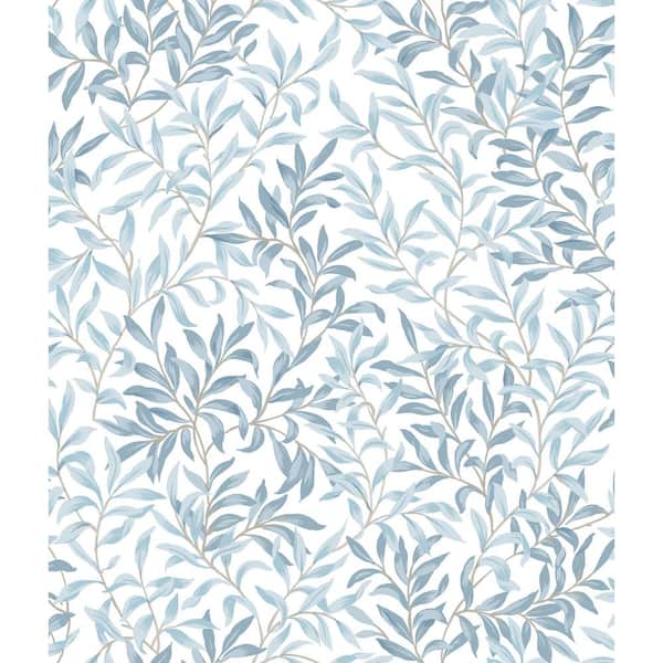 NuWallpaper Cloud Blue Terrace Vines Vinyl Matte Peel and Stick Wallpaper Sample