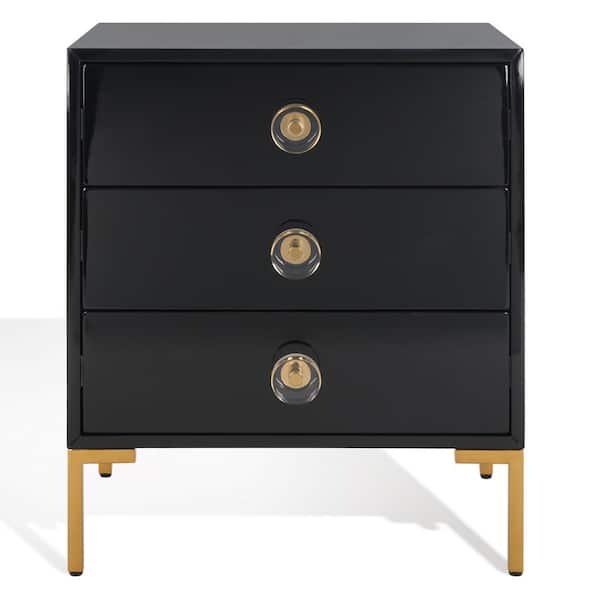 SAFAVIEH Lucian 24 in. Black Rectangle Wood End Table