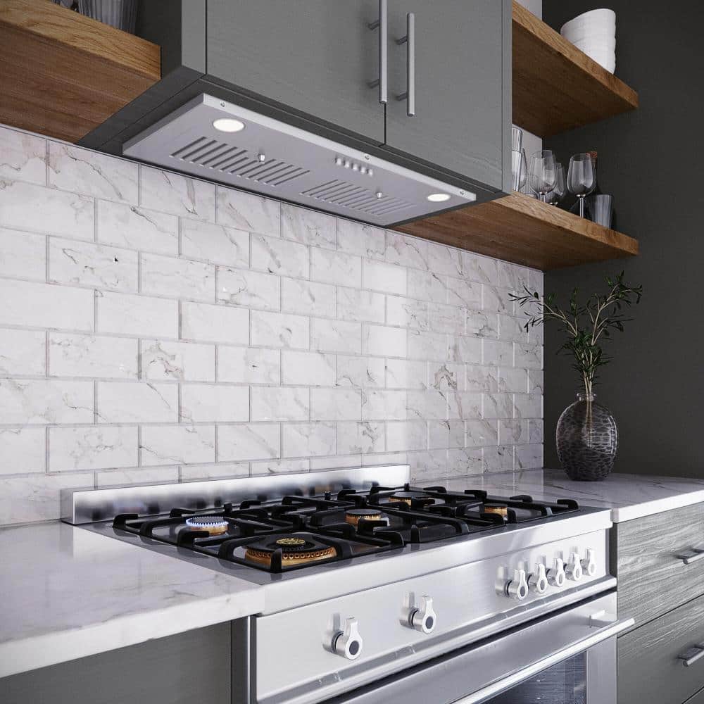 Streamline 28-inch Brushed Stainless Steel Insert Range Hood with Charcoal Filter