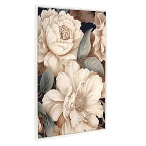 Muted Flower Petal Framed Canvas Wall Art" 1-Piece White Framed Canvas Art Print, 31.50 in. x 41.50 in.