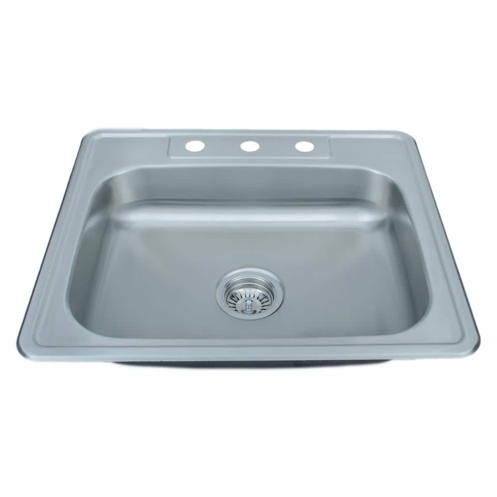 25'' Matte Stainless Steel Single Bowl Drop-In Kitchen Sink