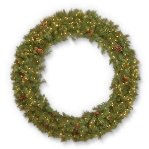 60 in. Artificial Garwood Spruce Wreath with Warm White LED Lights