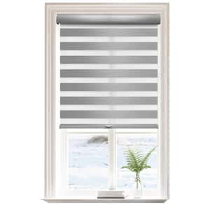 Gray Polyester 23 in.W x 72 in.L Blackout Cordless Zebra Fabric Roller Shades