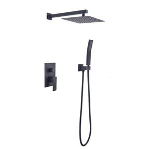 1-Spray Pattern 10 in. Ceiling Mount Fixed Shower Head Combo in Matte Black with 2 GPM Hand Shower Faucet