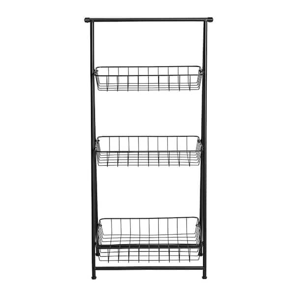 3 Pack Stackable Snack Organizer Wall Mount Hanging Pantry Household Food  Storage Basket with Handles Foldable Snack Rack Stand with Open Front