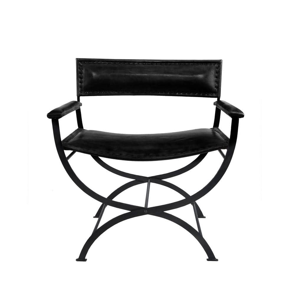 Black Faux Leather Director Accent Chair