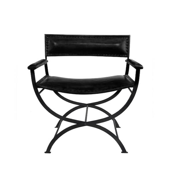 Unbranded Black Faux Leather Director Accent Chair