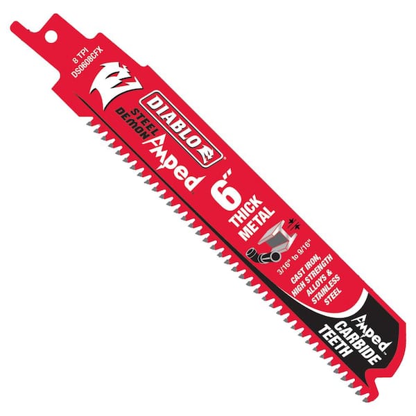 DIABLO 6 in. 8 TPI Steel Demon AMPED Carbide Reciprocating Saw Blade for Thick Metal Cutting