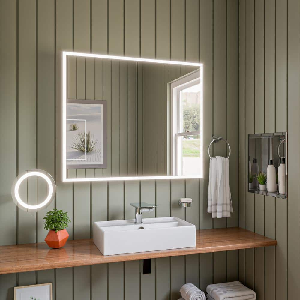 Elegant Polished Chrome 15.5" LED Lighted Wall Mount Magnifying Mirror