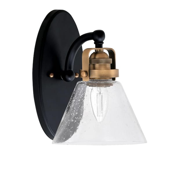 Unbranded Decatur 1-Light Matte Black and Brass Wall Sconce