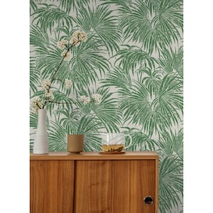 Green Cassava Palm Glossy Vinyl Peel & Stick Wallpaper