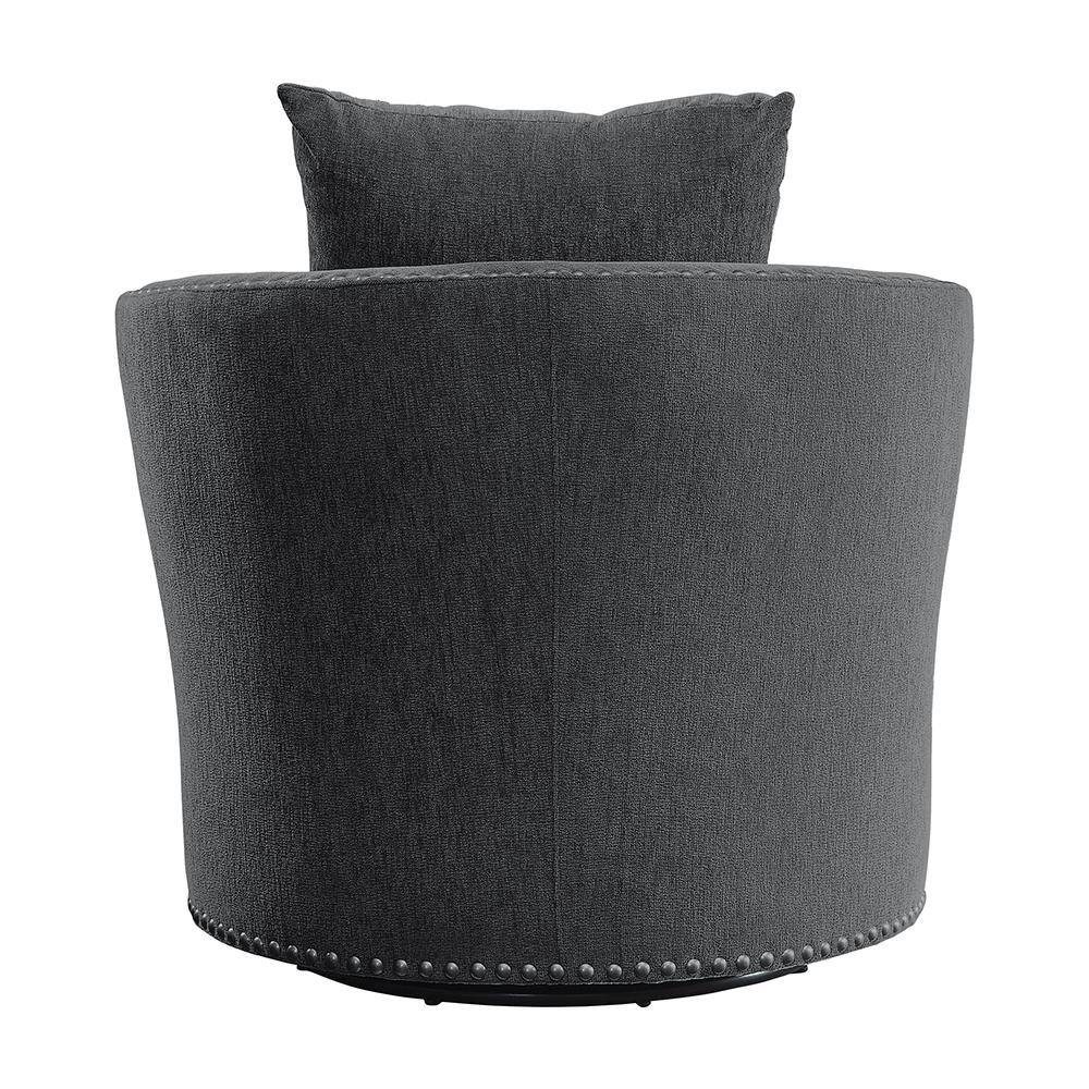 Charcoal Gray Chenille Barrel Swivel Accent Chair