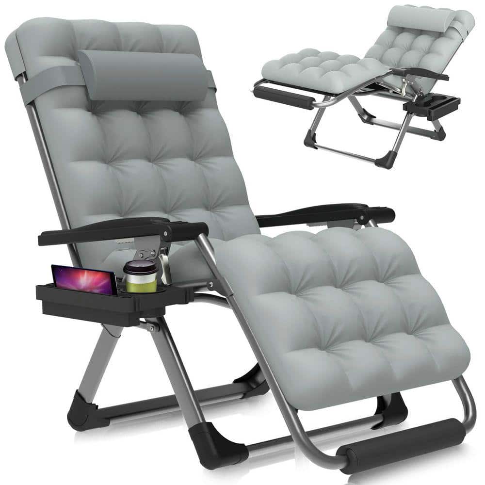 SEEUTEK Reclining Patio Lounger Chair Steel Extra Wide Zero