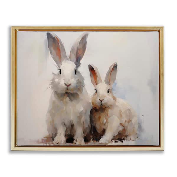 Stupell Industries Fluffy Spring Bunnies by Arlington Prints Gold Floater Frame Animal Graphic Art Print 17 in. x 21 in.