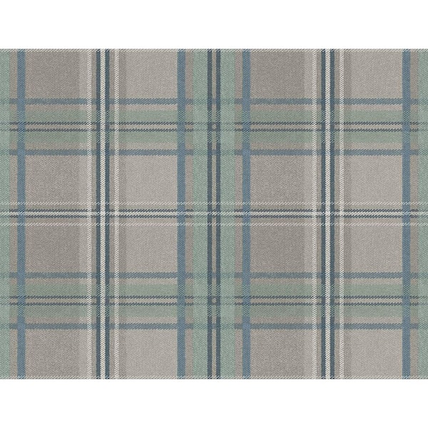 Seabrook Designs 60.75 sq. ft. Daydream Grey and Blue Colorado Plaid Unpasted Wallpaper Roll