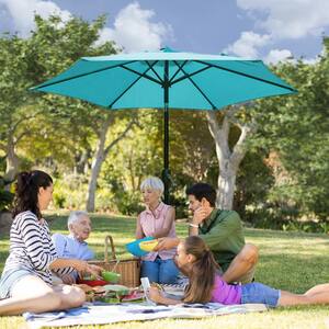 7.5 ft. Market Patio Umbrella Table with Push Button Tilt and Crank in Turquoise
