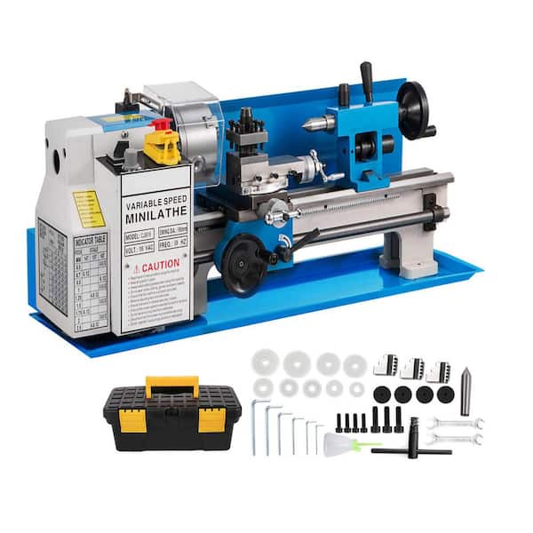 7 in. x 14 in. Compact Metal Lathe, Adjustable 0-2500 RPM, 4 in. 3-Jaw Chuck, Perfect for Metalworking, Benchtop Design