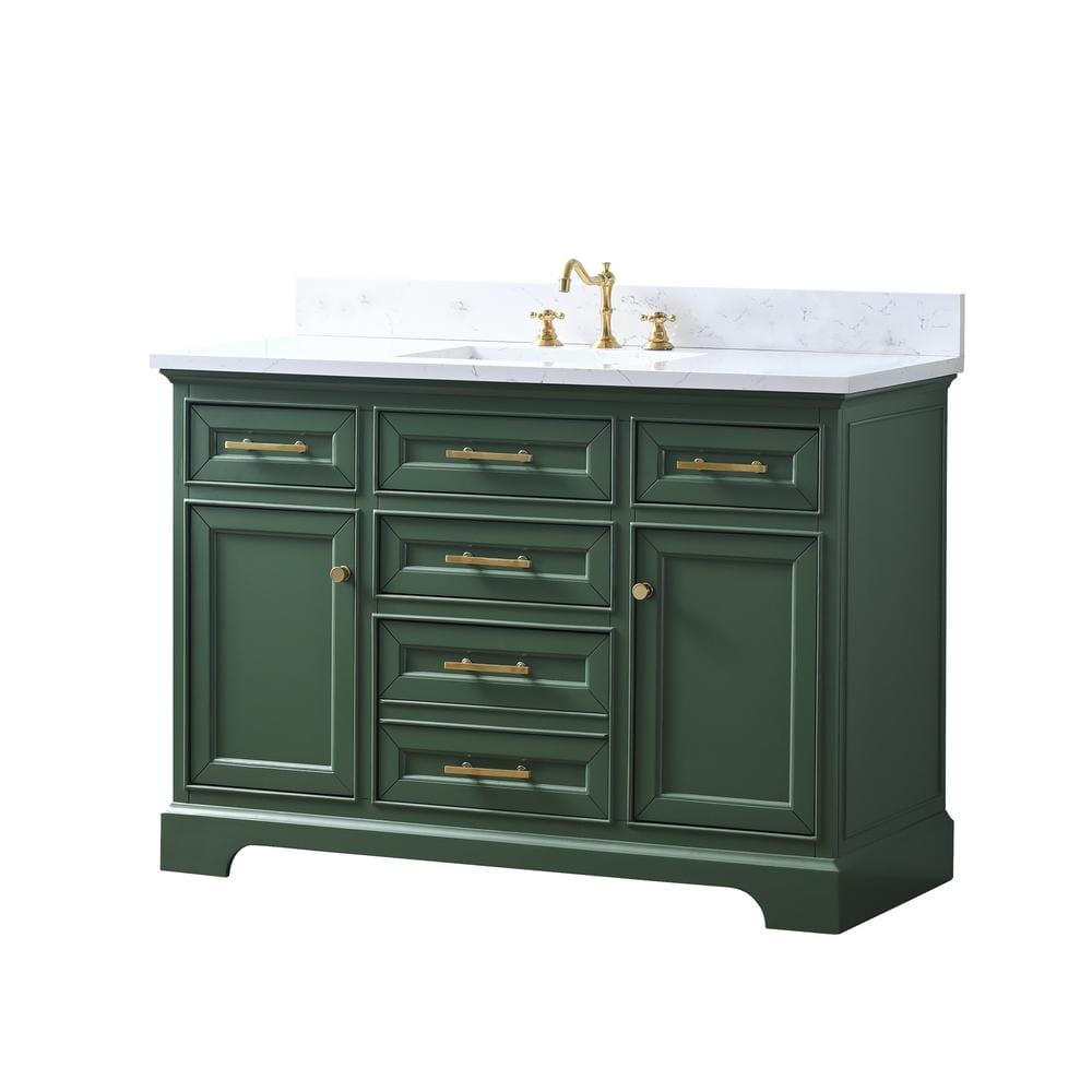Thompson 48" Evergreen Wood Vanity with Carrara White Top