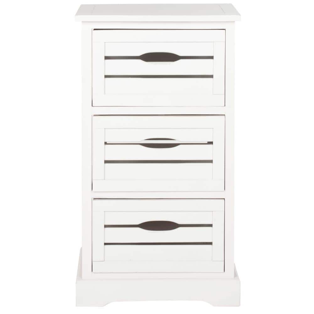 Samara Distressed Cream Pine Wood 3-Drawer Night Table