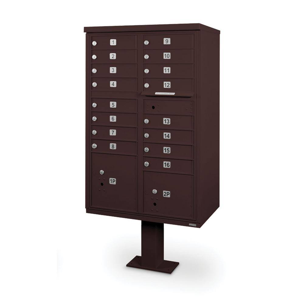 Postal Products Unlimited 16 Door CBU with Pedestal in BronzeN1031043 The Home Depot