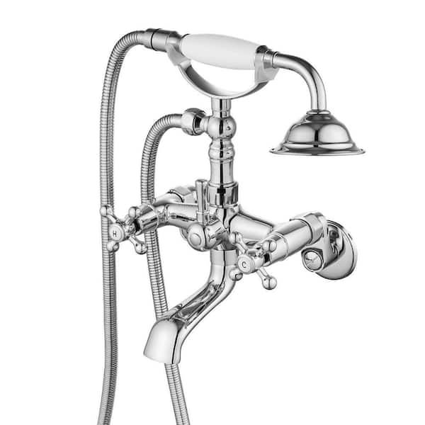 Single-Handle Claw Foot Tub Faucet with 6 in. Center Adjustable Swing Arms Tub Mount Short Adapter in. Polished Chrome