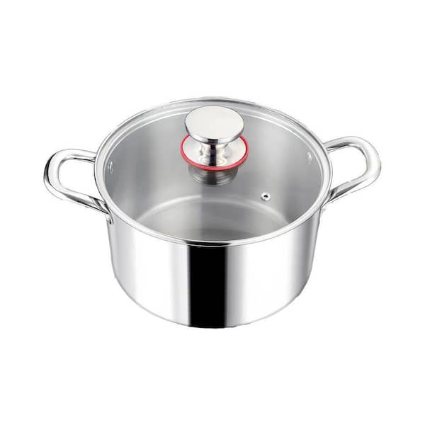 6 qt. Stock Pot with Lid, 18/10 Stainless Steel Tri-Ply Heavy Duty Soup Cooking Pasta Canning Pot, Induction Compatible