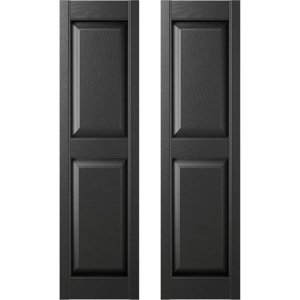 UPC 080192259103 product image for 14.75 in. x 59 in. Raised Panel Vinyl Exterior Shutters Pair in Black | upcitemdb.com