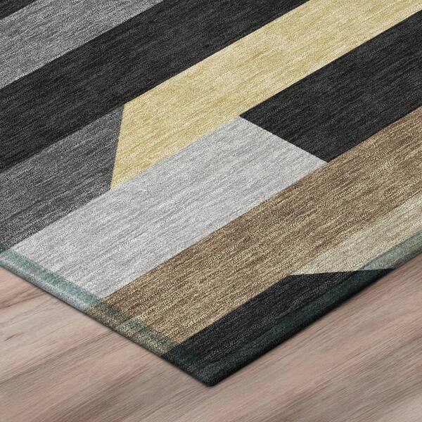 Chantille Machine Washable Indoor/Outdoor Abstract ACN3113 Graphite 10 ft. x 14 ft. Area Rug