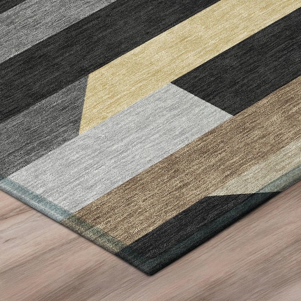 Chantille Machine Washable Indoor/Outdoor Abstract ACN3113 Graphite 5 ft. x 7 ft. 6 in. Area Rug