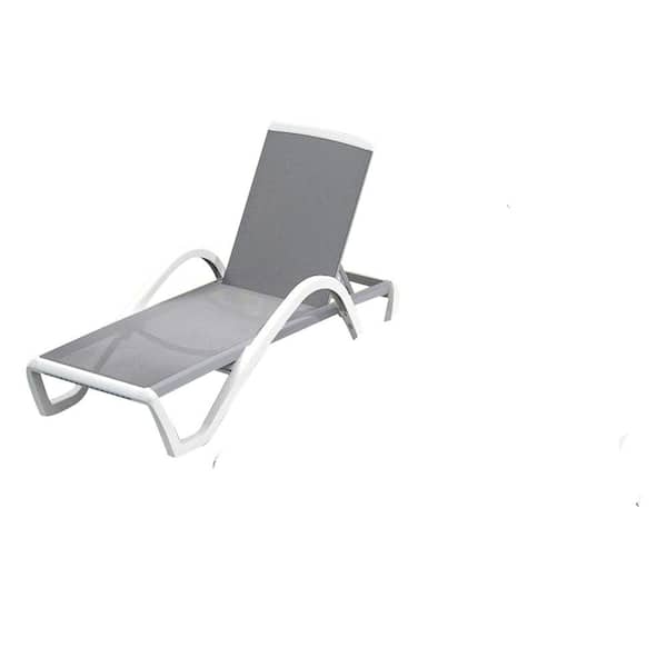 Cesicia Gray Patio Chaise Lounge Adjustable Aluminum Pool Lounge Chairs with Arm All Weather Pool Chairs