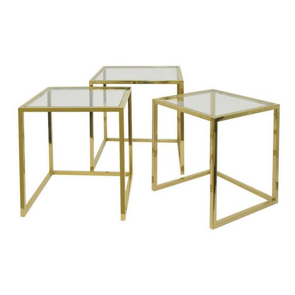 THREE HANDS 22 in. Gold Nesting Table (Set of 3)