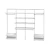 Everbilt Genevieve 8 ft. White Adjustable Closet Organizer Long Hanging Rod  with Double Shoe Rack and 10 Shelves 90502 - The Home Depot
