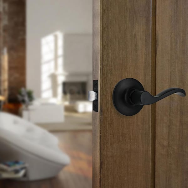 Naples Matte Black Hall/Closet Door Lever (4-Pack)